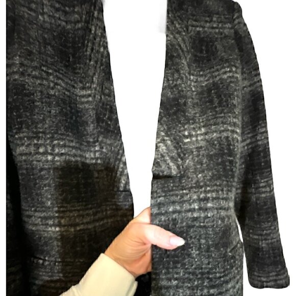Women's Y2K Banana Republic Black Gray Wool Blend Blazer Chic Style Jacket Sz 6 - Picture 4 of 11